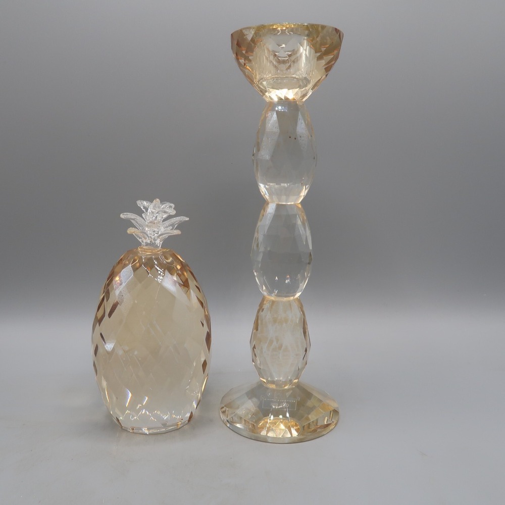 Candle Stick‎ and Pineapple Crystal Glass Colored Paperweight SD Simon Design